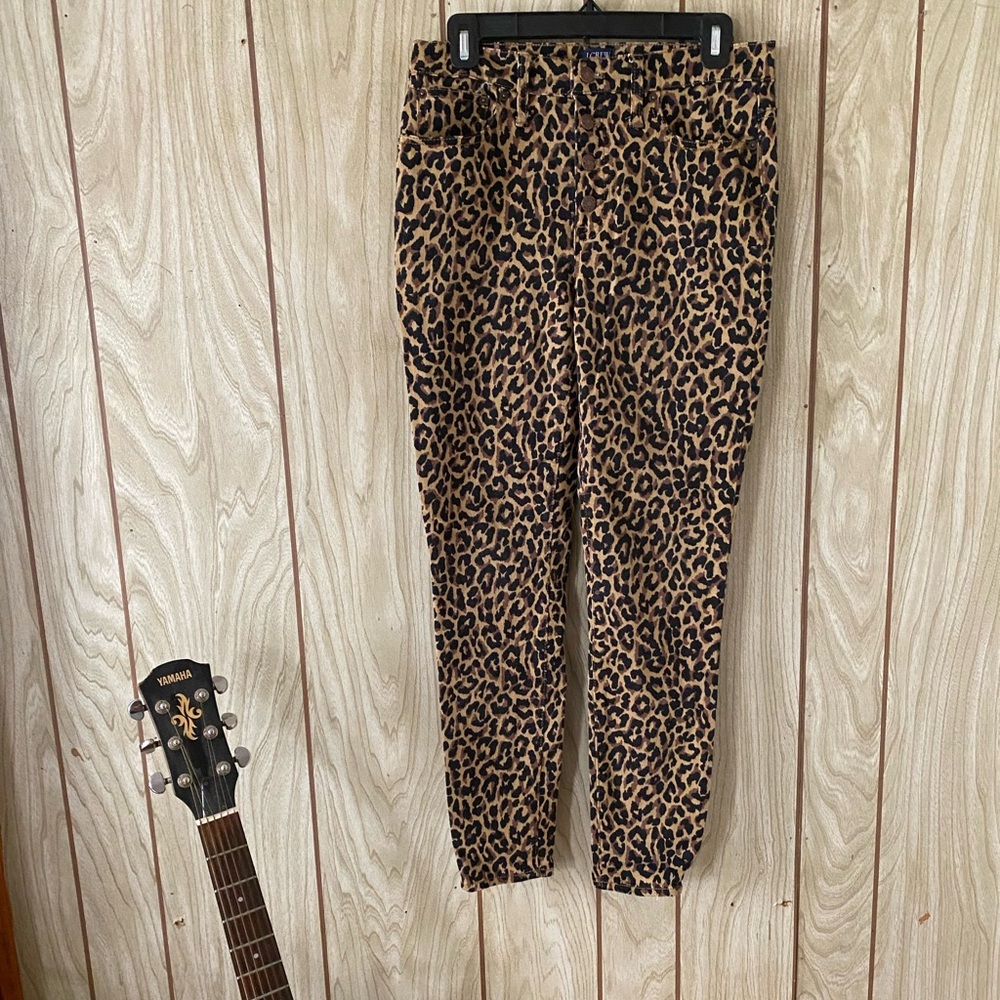 J.Crew 9”High Rise Skinny Jeans Printed Denim leopard cheetah 28